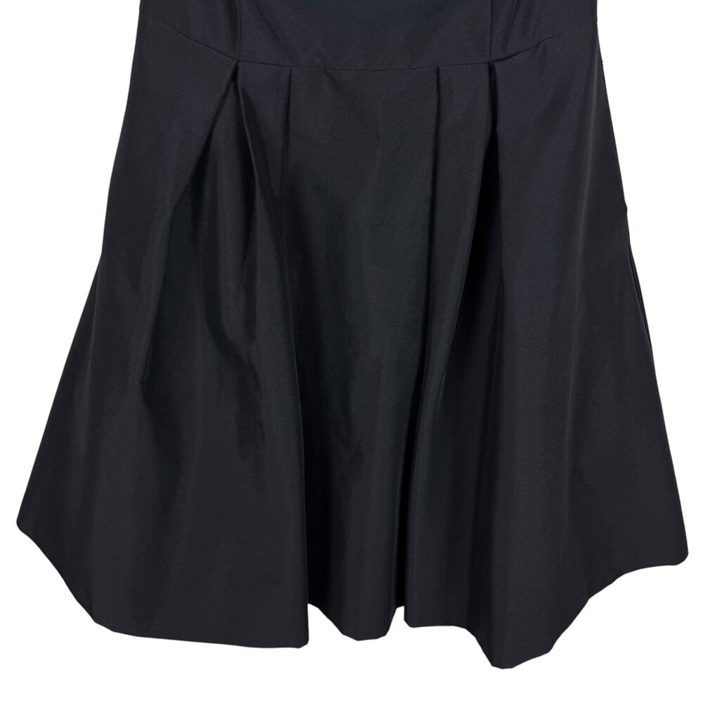 White House Black Market Poplin Midi Dress‎ Women's 12 Black Back Zip Pleated - Picture 4 of 14